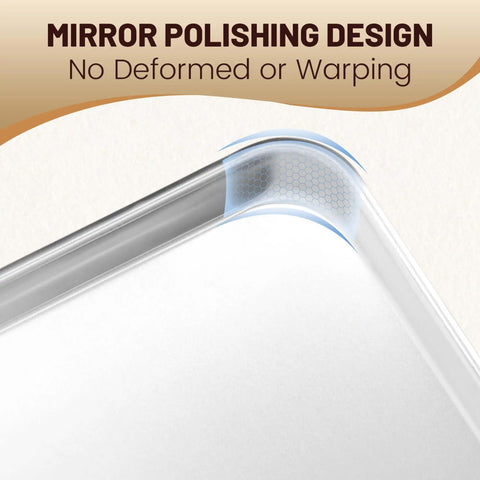 Mirror polishing design on 12 Pack Half-Size Aluminum Baking Sheets Pan Set, Commercial Grade, NSF Certified, rust-resistant corner.