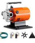 Portable Electric Water Transfer Pump 360 GPH 46 Ft Max Head 115V Utility Pump With Hose Kit shown with accessories on base.