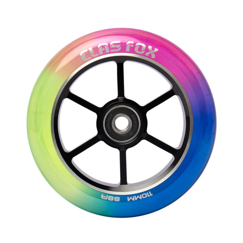 Top Shelf Pro Stunt Scooter Wheels 110Mm With Fast Rolling Abec 9 Bearings And Cnc Machined Aluminum Core Mid Rebound Polyurethane Shell Designed For Nailing Every Kick Flip Tricking Session Red Yellow Blue