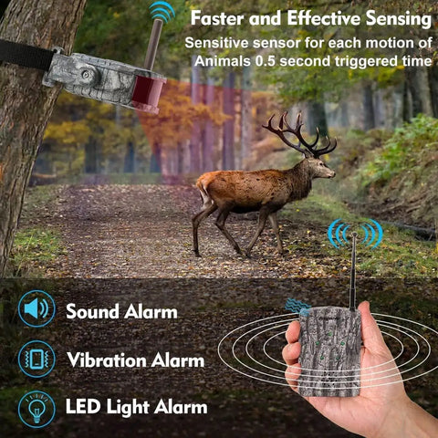 Ultra Long Range Three Hundred Meter Wireless Hunting Alarm Kit With Night Vision Motion Detector 360 Degree Waterproof Security Sensor And Receiver For Camp Farm Home Surveillance For Serious Hunters showing deer detection and receiver