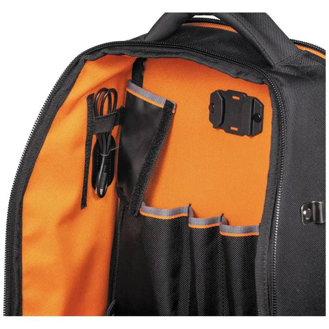 Workhorse 28 Pocket Laptop Tool Backpack For Tradesman Pro Extra Large Tech Gear interior view with cable storage and pockets