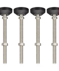 Snag These Heavy Duty Black Nylon Adjustable Leveling Feet With M12 Threads and Grip Tight Swivel Bases, 4-pack with threaded rods.