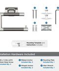 Installation kit for Polished Nickel And Gunmetal Single Post Toilet Paper Holder For Mega Rolls, mounting template, screws, anchors.