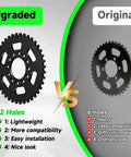 Comparison of 35 Chain 40 Tooth Rear Sprocket for Mini Bike with 12-hole and 6-hole designs, highlighting benefits of 12-hole version.