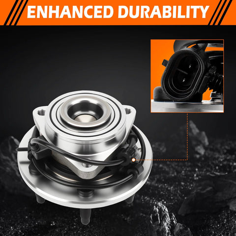 2WD Front Wheel Bearing Hub Assembly 515054 With ABS for Chevy Silverado, GMC Sierra, Yukon, Cadillac Escalade shown on dark surface