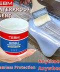 Heavy Duty Crystal Clear Waterproof Sealant Indoors And Outdoors All Season Heat Proof Invisible Shield applied with brush on a surface.