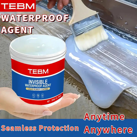 Smooth Operator Waterproof Coating With Heavy Duty Invisible Finish For Roofs And Walls Featuring All Season Temp Resistance And No Sweat Indoor Outdoor Sealing Performance Guaranteed, showing application with brush on surface.