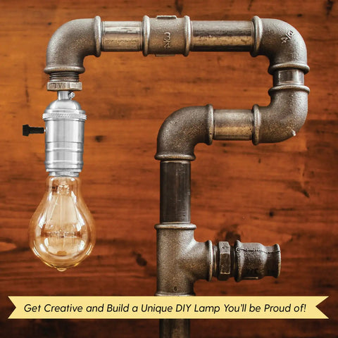 Beginner Friendly DIY Lamp Wiring Kit With Antique Brass Socket And 12 Foot Brown Cord Complete Hardware for lamps on pipe base