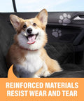 Back Seat Dog Hammock Cover Waterproof Car Seat Protector For Cars Trucks And SUVs Easy To Clean Machine Washable featuring a happy dog on black cover