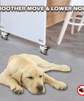 2 Inch Rubber Caster Wheels With 3/4 Inch U Bracket under a furniture piece, smooth rolling with a sleeping dog nearby.