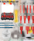 Diamond hole saw drill bit set, 17-pack with 12 red bits 1/4 to 1-3/8 in, ceramic, glass, marble, granite; EVA case.