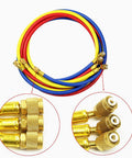 ANTFEES 3-piece, 72-inch refrigerant charging hose set; color-coded red, blue, yellow with brass knurled fittings.