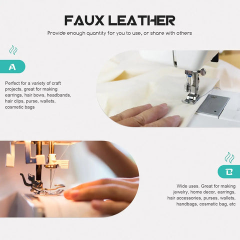 Epic Black Pu Faux Leather Sheets Craft Kit 8 PCS For Jewelry Earrings Hair Bow Making Home Decor Diy Leatherette Fabric Supplies sewn on machine