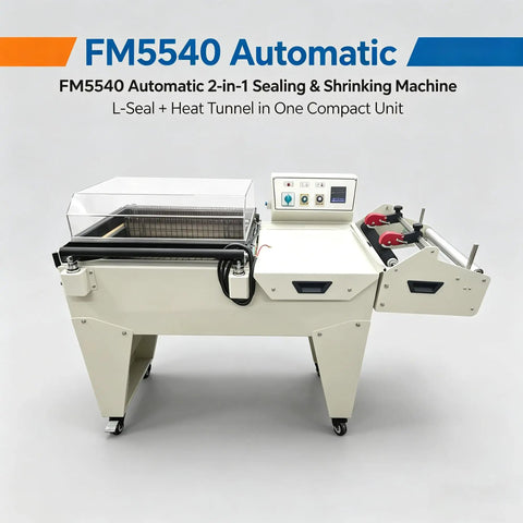 Game Changing Automatic Two In One Thermal Shrink Wrapping Machine With L Bar Sealer And Heat Tunnel For POF And PVC Film, compact unit with controls.