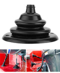 Marine Motor Well Boot 2.76 Inch Rigging Cable Boot For Boats And Yachts Steering Shift Hole Cover Engine Protector Cover Boat Ship Trunk Durable Waterproof Marine Accessory showcasing black ribbed waterproof design with mounting holes and installation views on boat engine.