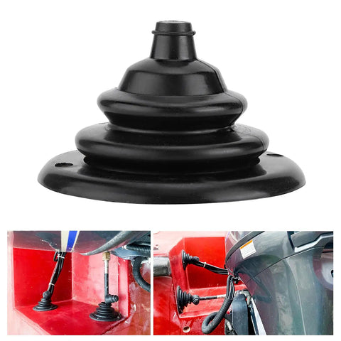 Marine Motor Well Boot 2.76 Inch Rigging Cable Boot For Boats And Yachts Steering Shift Hole Cover Engine Protector Cover Boat Ship Trunk Durable Waterproof Marine Accessory showcasing black ribbed waterproof design with mounting holes and installation views on boat engine.
