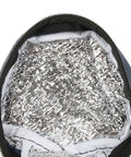 Interior view of Top Shelf 2 Liter Oxford Insulated Cooler Bag With Long Grip Lightweight Bottle And Can Hauler, featuring silver insulation.
