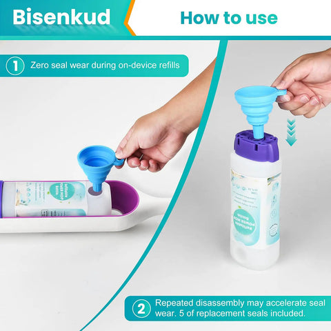Leak Resistant Refillable Bottle For Swiffer Power Mop 720 ML No Fuss Fit Grab And Go Spill Proof Refills Easy To Use Cuts Down Refills Durable BPA Free Container For Cleaner Mopping, refilling with funnel