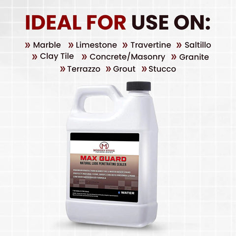 Premium Water Based Penetrating Stone Sealer For Marble Granite Travertine Limestone And Grout Joints with 1-gallon container.