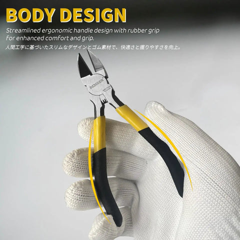 Five Inch Wire Cutters Set Five Pack Pro Grade Diagonal Cutting Pliers Ultra Sharp For Jewelry Making And Crafting Spring Loaded Flush Cutter High Carbon Steel For Precise Tough Wire Snips with ergonomic yellow and black handle