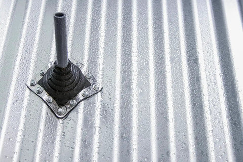 Master Flash Roof Flashing Base 8x8 Inches With Closed To 5-3/4 Inch Pipe on metal roof, EPDM Collar, Type B Approved Roof Seal