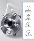 2 Pack Front Wheel Hub And Bearing Assembly For Infiniti JX35 QX50 QX60 Altima Maxima Murano Pathfinder And Nissan 5 Lug With Abs Integrated 4 Hole Flange Precise Fit Part 513296 Interchangeable With 402023JA0A, front view with features