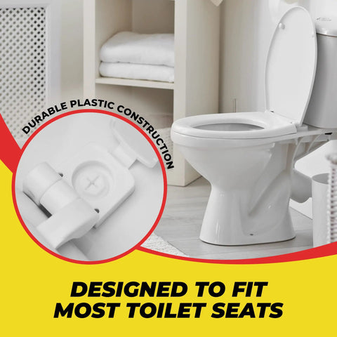 White Plastic Toilet Seat Hinge Replacement With Bolts And Nuts Durable Construction Easy Install For A No Fuss Upgrade.