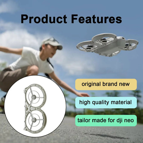 Neo Bottom Shell Replacement For Drone No Fuss Easy Swap Right Side Gray Body Cover with prop guard, aerial view.