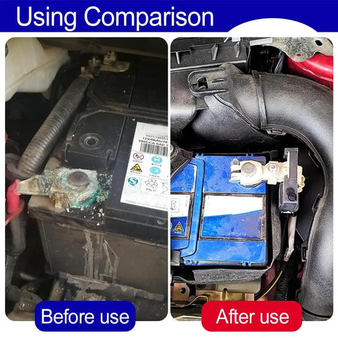 Two Pack Battery Terminal Connectors With Plastic Covers For Nissan, Positive And Negative Auto Battery Cable Terminal Clamps, Replacement 243407F000 243407F001, Easy Plug And Play Install - Before and After Installation Comparison