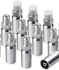 Front view of Racewill 12-pack hydraulic hose fittings, 1/4" I.D. to 1/4" NPTF male, chrome-plated with protective caps