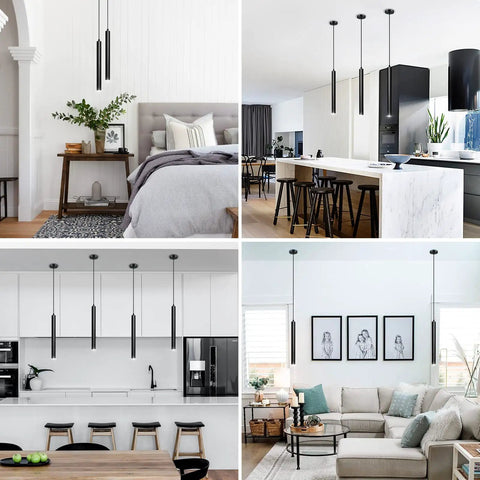 Sleek LED Pendant Lights 4000K Dimmable, 15.7 Inch, 10W Each, ETL Listed, in modern kitchen and bedroom settings