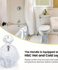 Bathroom with tub featuring RP2391 Compatible Shower Handle Replacement Kit for 600 Series, showing clear knob with hot/cold index.