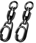 Beefy Heavy Duty Fishing Swivel Set With Steel Ball Bearing, Stainless Connector, Rolling Snap Swivels In Black Nickel Finish, 25 Pieces, 30 Lb Test, Stainless Steel Corrosion Resistant, Durable Gear For Freshwater And Saltwater, two black nickel swivels