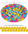 Duck Pond Matching Carnival Game For Kids Kid Friendly Inflatable Pool Play Set With 20 Plastic Ducks Featuring Number Pairs