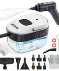 Hardcore Heavy Duty Steam Cleaner With Three Adjustable Pressure Settings And Blazing Fast Heat Up Spacious Water Tank Plus Full Tool Kit, featuring various attachments.