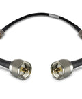 Ultra Flexible 1 Foot PL259 Male to PL259 Male Coax Jumper Cable, gold plated pins, nickel body, 50 Ohm, low loss for radios.