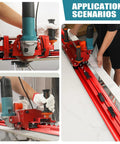 Electric Orbital Angle Grinder Tile Cutter For Large Ceramic Porcelain Tiles Up To 124 Inches With Pro Grade Precision And A Smooth Cut Every Time Ideal For Contractors And DIY Pros. Red rail cutter on large tile