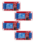 4 Piece 12V Relay Module With Optocoupler Isolation 1 Channel Relay Board High Or Low Level Trigger For Arduino Raspberry Pi And Home Automation Projects Durable Fault Tolerant Design, four red PCB boards