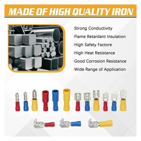 Top Notch 236 Pc Insulated Wire Electrical Connectors Assortment Kit With Butt Spade Ring Terminals And Fast Disconnect Crimp Tools For Pro DIY Wiring Jobs, insulated terminals
