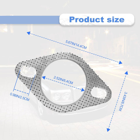 Amazon 2.5-inch exhaust gasket with 2 bolt holes; high-temperature perforated metal flange gasket.