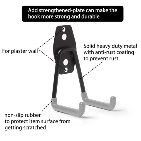 Heavy Duty Garage Storage Hooks Set For Wall Mount Organization 12 Piece Hook Rack with rustproof iron and PVC anti-slip coating.