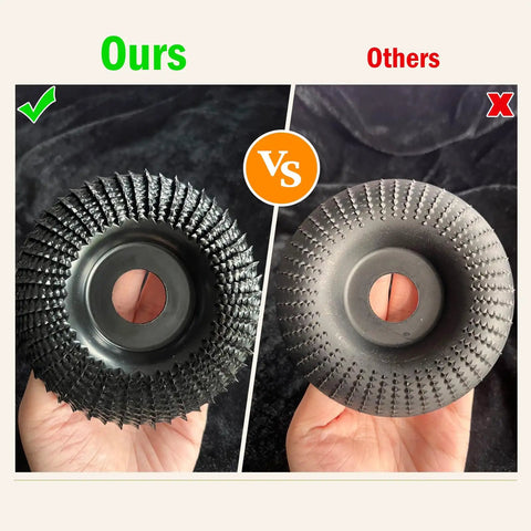 Comparison of Go-To 4.5 Inch Wood Carving Disc With 7/8 Inch Arbor For Angle Grinder vs competitor, highlighting design differences.