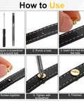 Step-by-step instructions showing how to use 50 Pack Of M4 Chicago Screws With Six Millimeter Length And Solid Phillips Drive.
