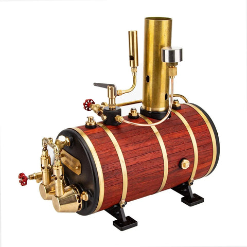 Copper Horizontal Steam Boiler With Insulation And Double Combustion Tube System, 850ml Capacity for Model Ship Engines