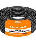 Coiled Nylon DOT Air Line Three Eighths Inch Outer Diameter Pneumatic Tubing 100 Feet 30.5 Meter SAE J844 Compliant Air Hose