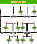 Diagram of Half Inch Drip Irrigation Tubing Couplings Kit, 12 Barbed Locking Connectors for Drip Tubing setup in garden