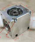 Built Tough One Piece Spiral Bevel Right Angle Gearbox With 8mm Keyway Bore Single Output Shaft For Direct 90 Degree Power Transfer Knocks It Out Of The Park Solid Torque Delivery Guaranteed To Perform, showing dimensions and design.