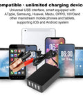 4 Port 5V USB Car DC Converter Charger 8A Buck Regulator With Battery Clip surrounded by various smartphones and tablets
