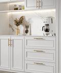 Champagne Bronze Cabinet Pulls Two And A Half Inch 64mm 30 Pack Brushed Gold Drawer Handles on white kitchen cabinets
