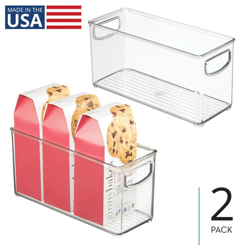 Heavy Duty Clear Plastic Stackable Pantry Bins Set Of Two With Easy Grip Handles For Kitchen Organization And Grocery Storage Containers That Gonna Keep Your Pantry Game Solid